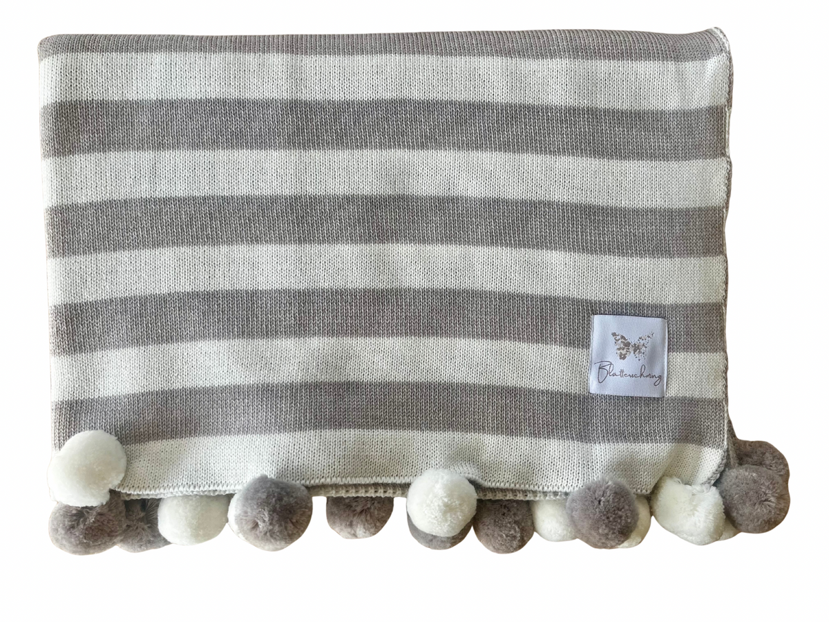 Babydecke aus Merinowolle gestreift
