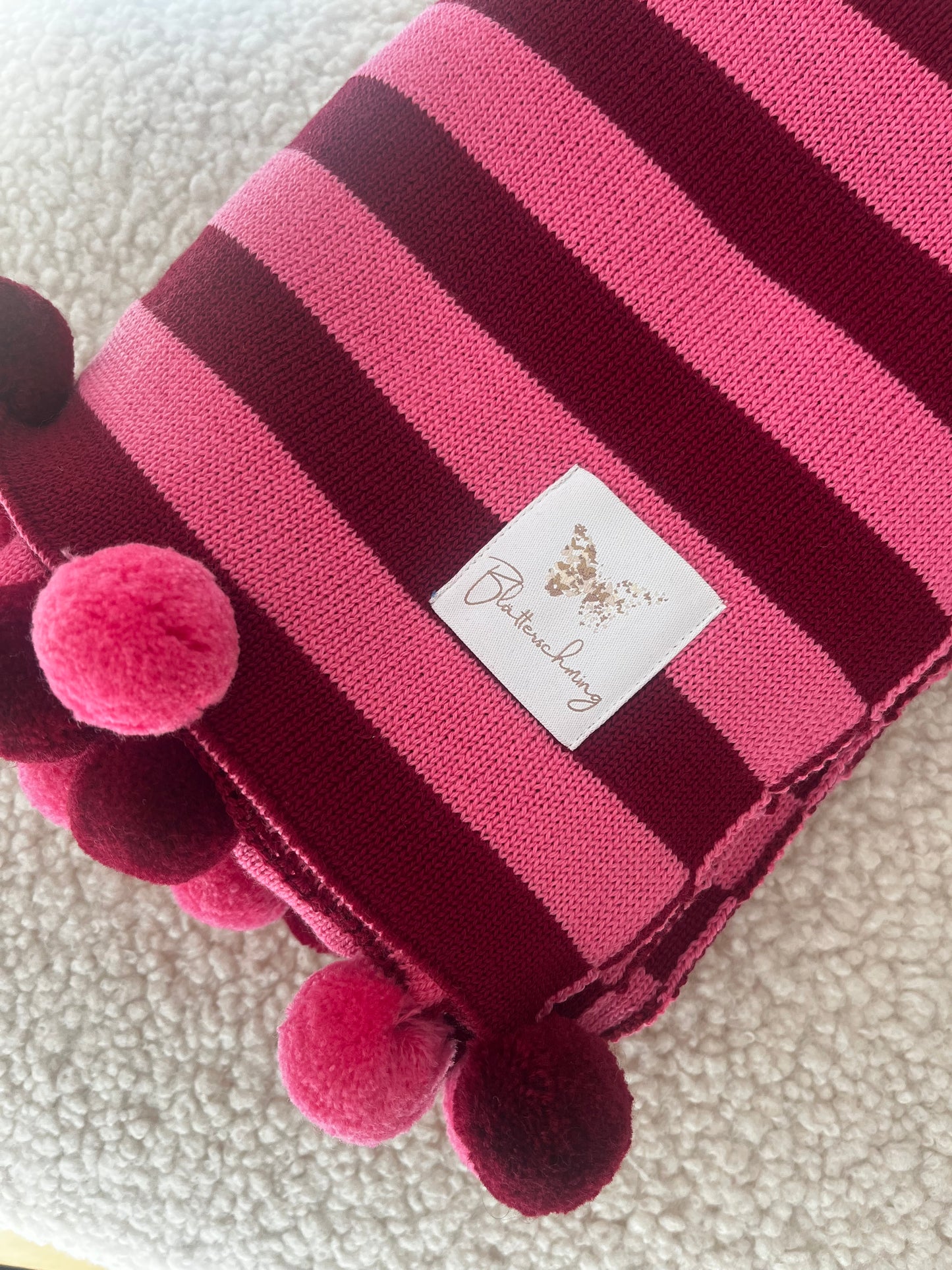Babydecke aus Merinowolle gestreift