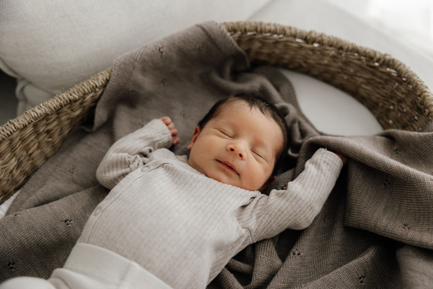Limitierte Auflage: Babydecke Merino Taupe