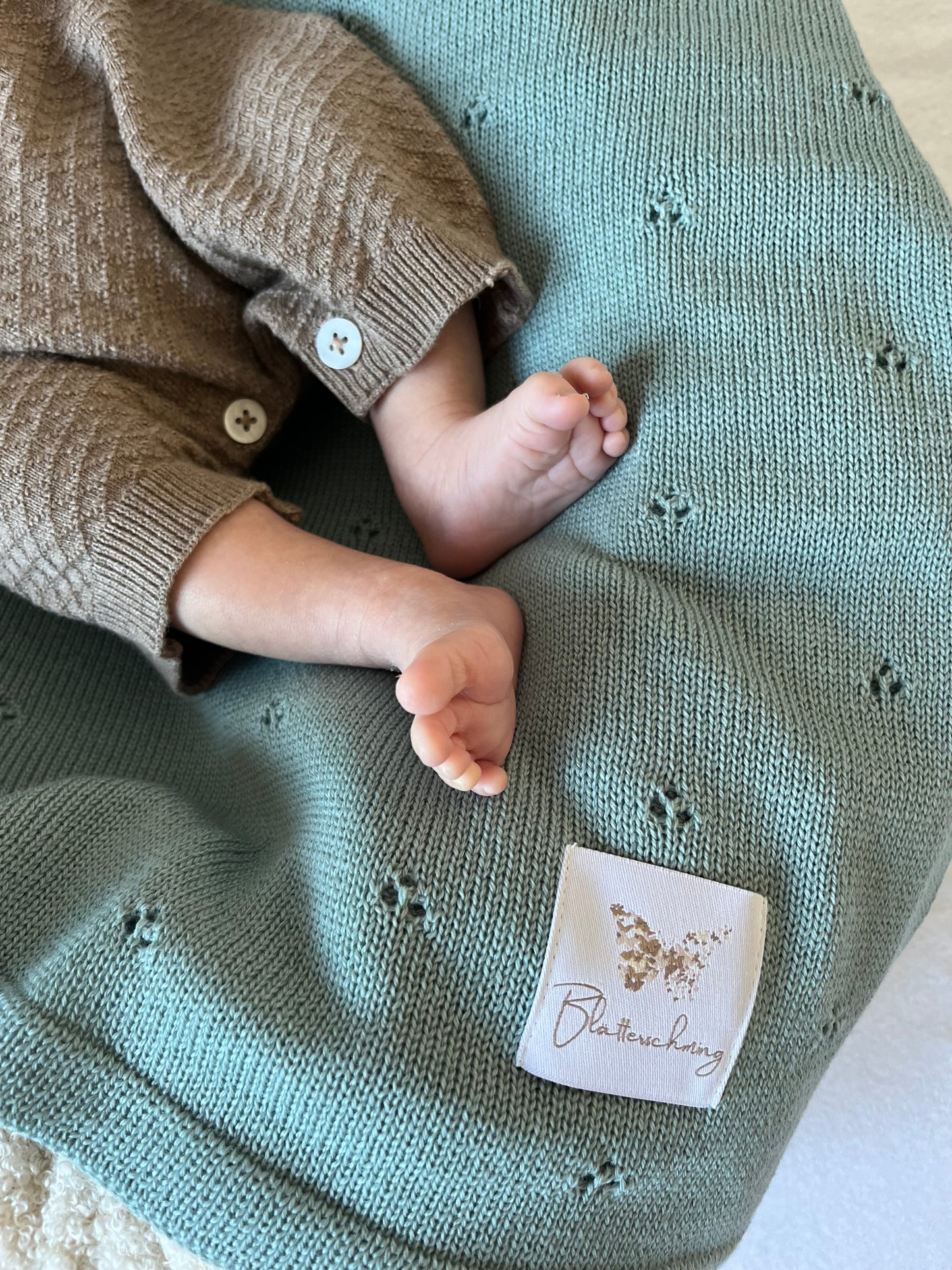 Limitierte Auflage: Babydecke Merino Salbei