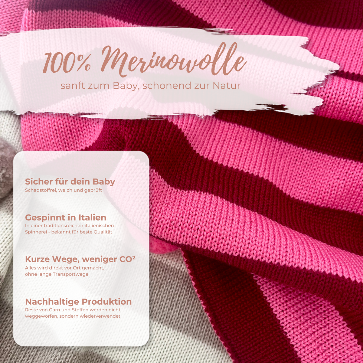Babydecke aus Merinowolle gestreift