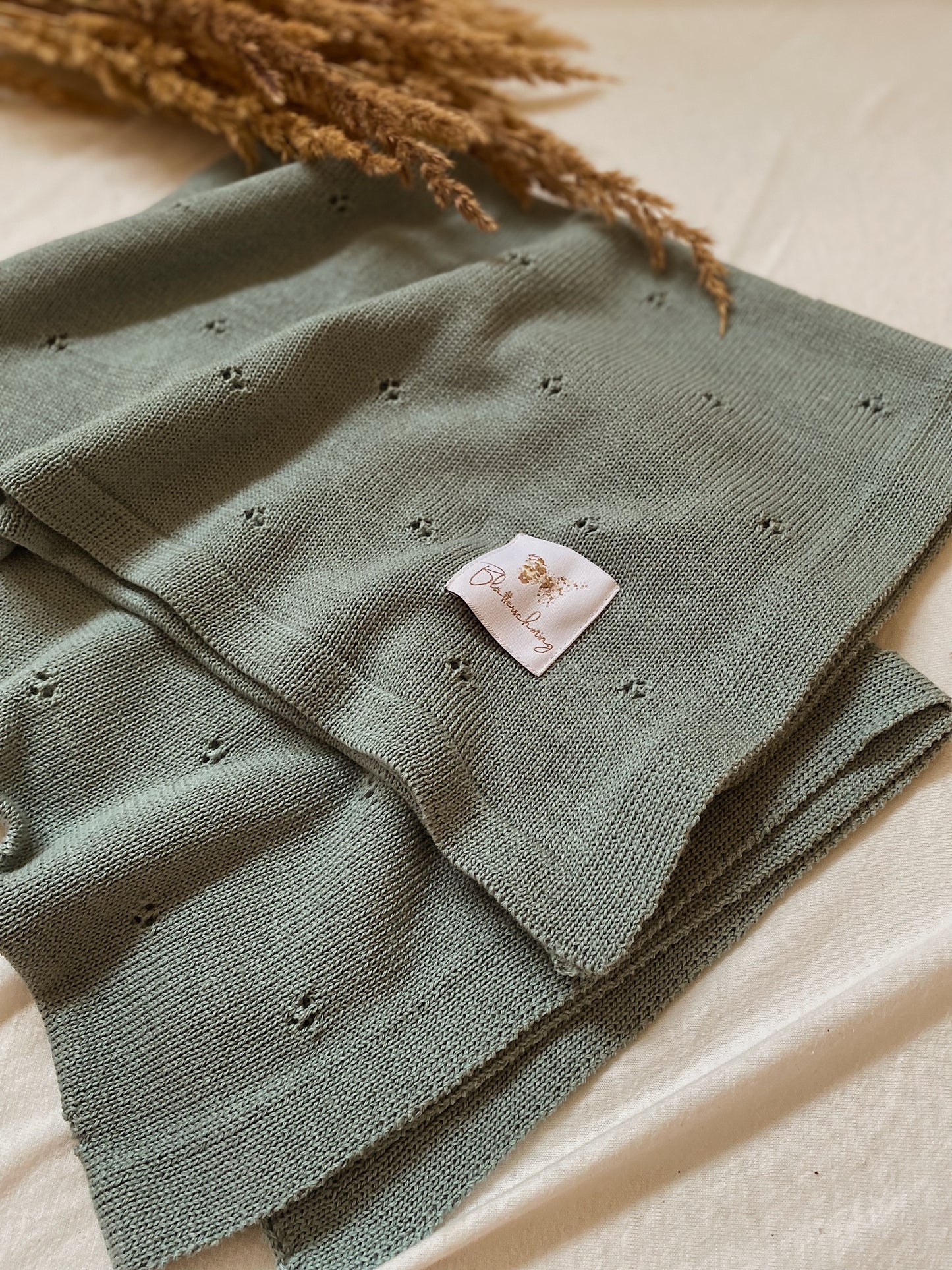 Limitierte Auflage: Babydecke Merino Salbei