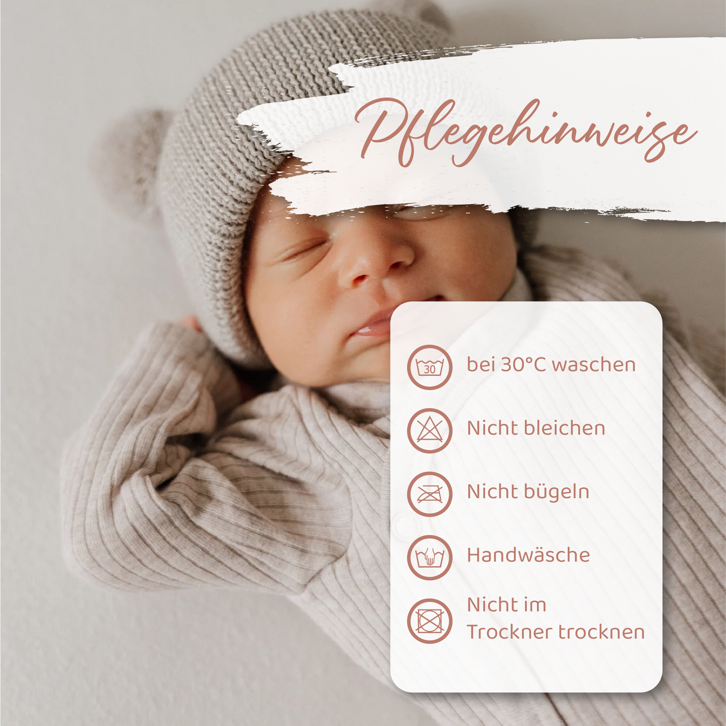 Baby Beanie Mütze Merino mit Teddyohren