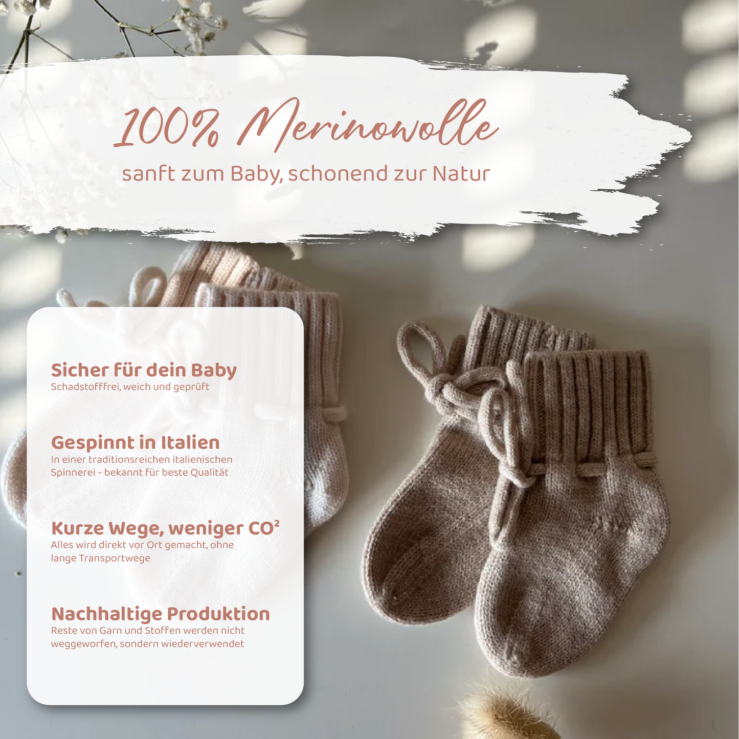 Babyschuhe aus Merinowolle