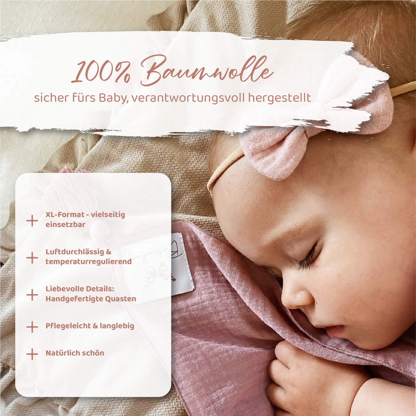 XL Musselintuch mit süßen Quasten