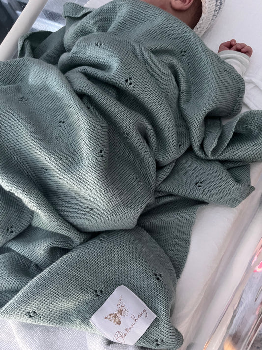 Limitierte Auflage: Babydecke Merino Salbei