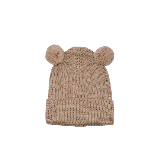 Baby Beanie Mütze Merino mit Teddyohren